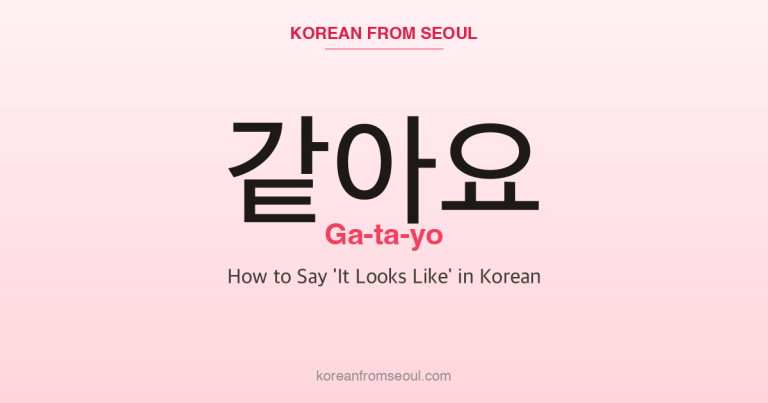 같아요 (Ga-ta-yo): How to Say ‘It Looks Like’ in Korean